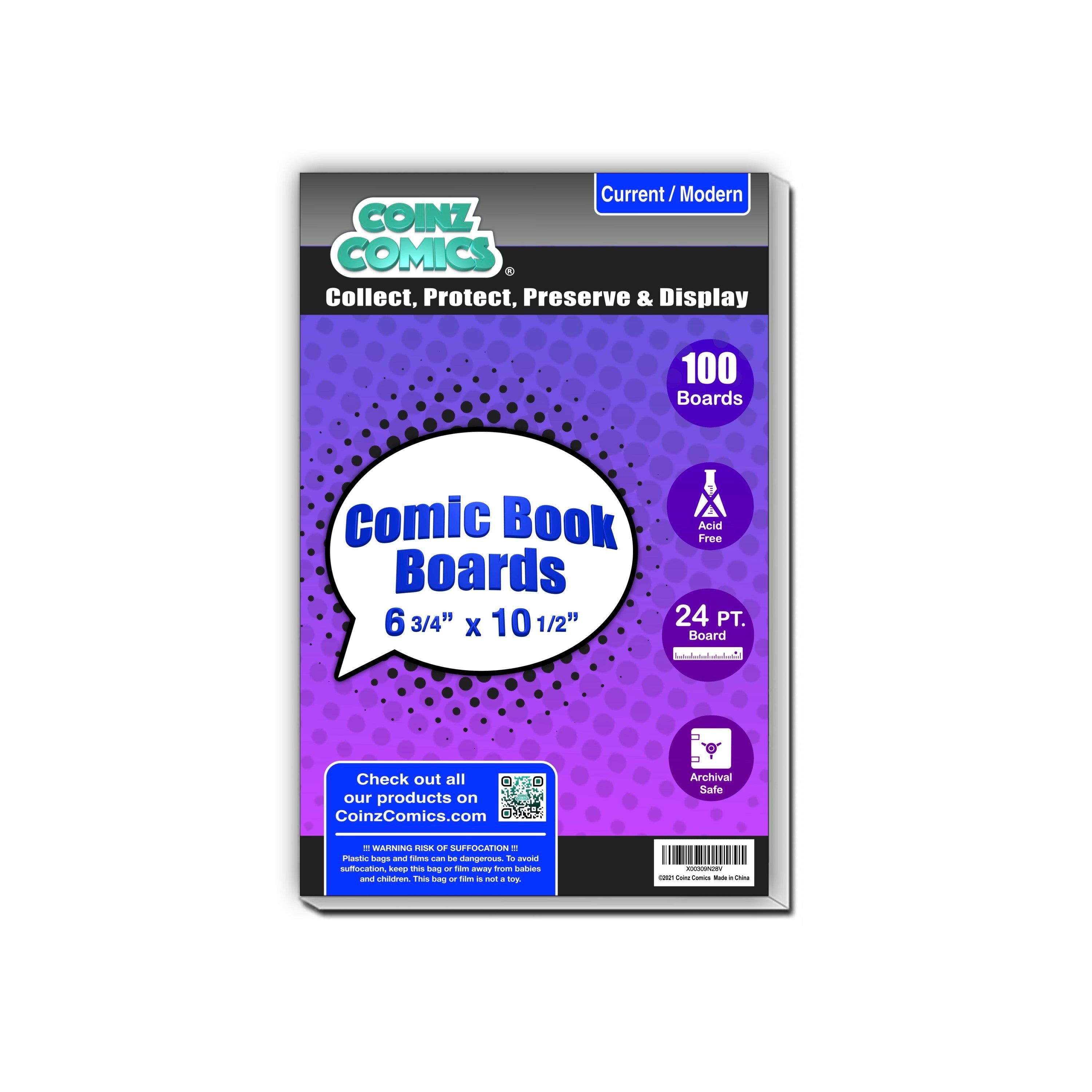 Coinz Comics: Comic Book Boards (Pack of 100) for Current / Modern Com