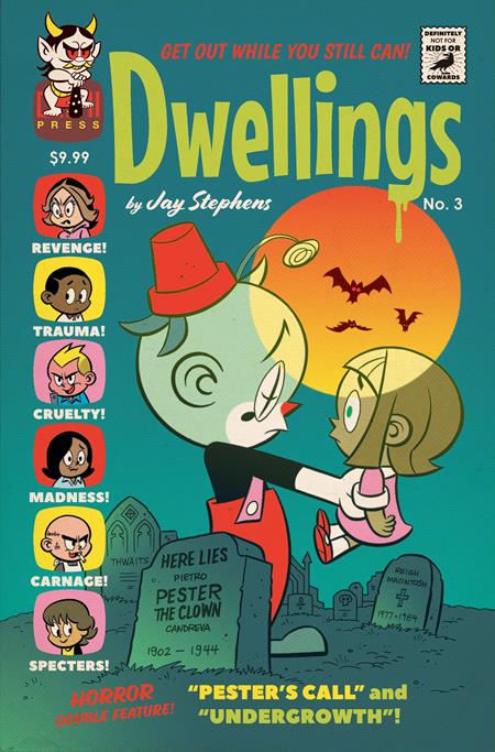  DWELLINGS #3 (2023)- CVR A JAY STEPHENS, CVR B TRADD MOORE VAR, CVR C 1:10 JAY STEPHENS BLOODY VAR- ONI PRESS- Coinz Comics 
