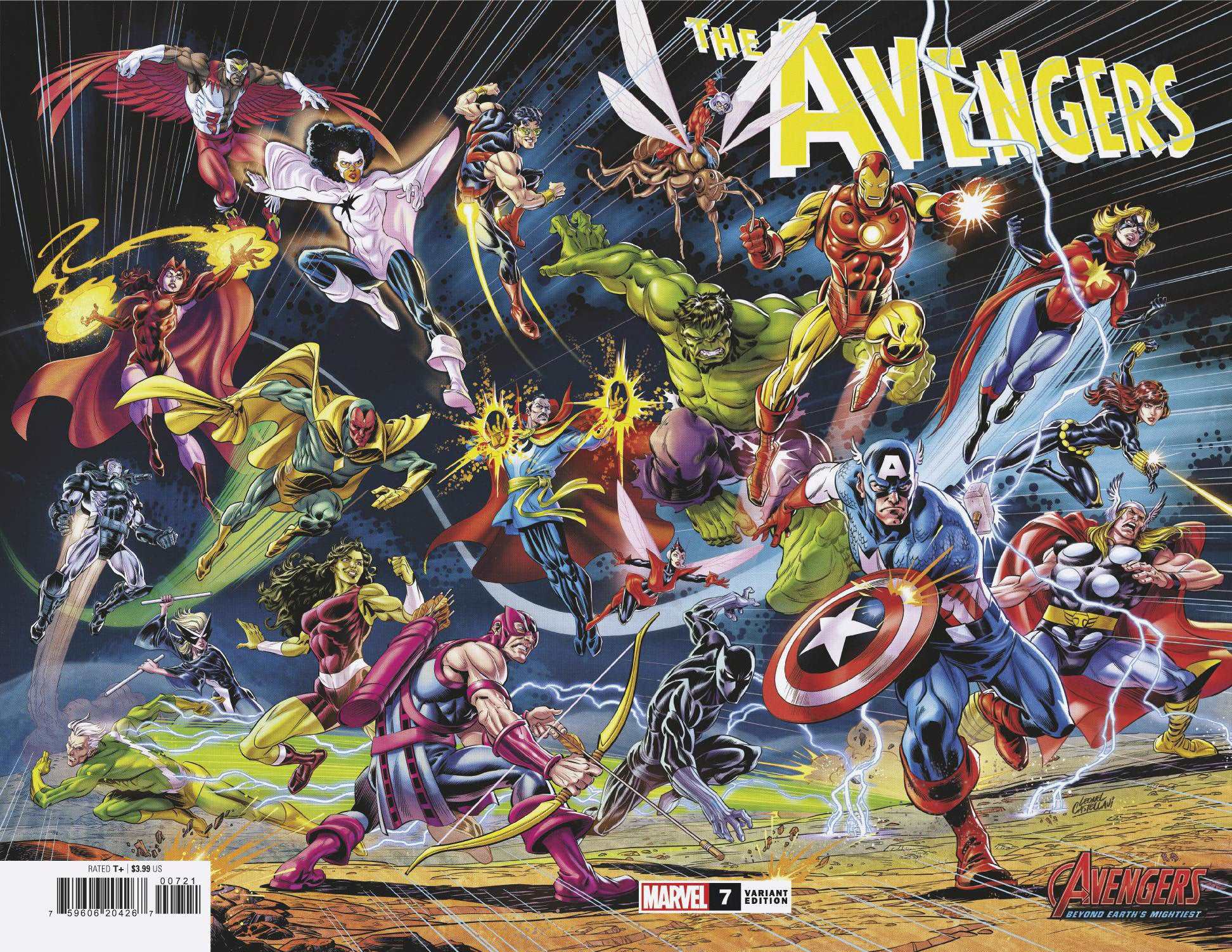  AVENGERS #7 (2023)- CVR (MAIN) Stuart Immonen, CVR 1:25 EMILIO LAISO VAR, CVR LEO CASTELLANI AVENGERS 60TH WRAPAROUND VAR, CVR MARCOS MARTIN KNIGHT'S END VAR, CVR CORY SMITH VAR- MARVEL- Coinz Comics 