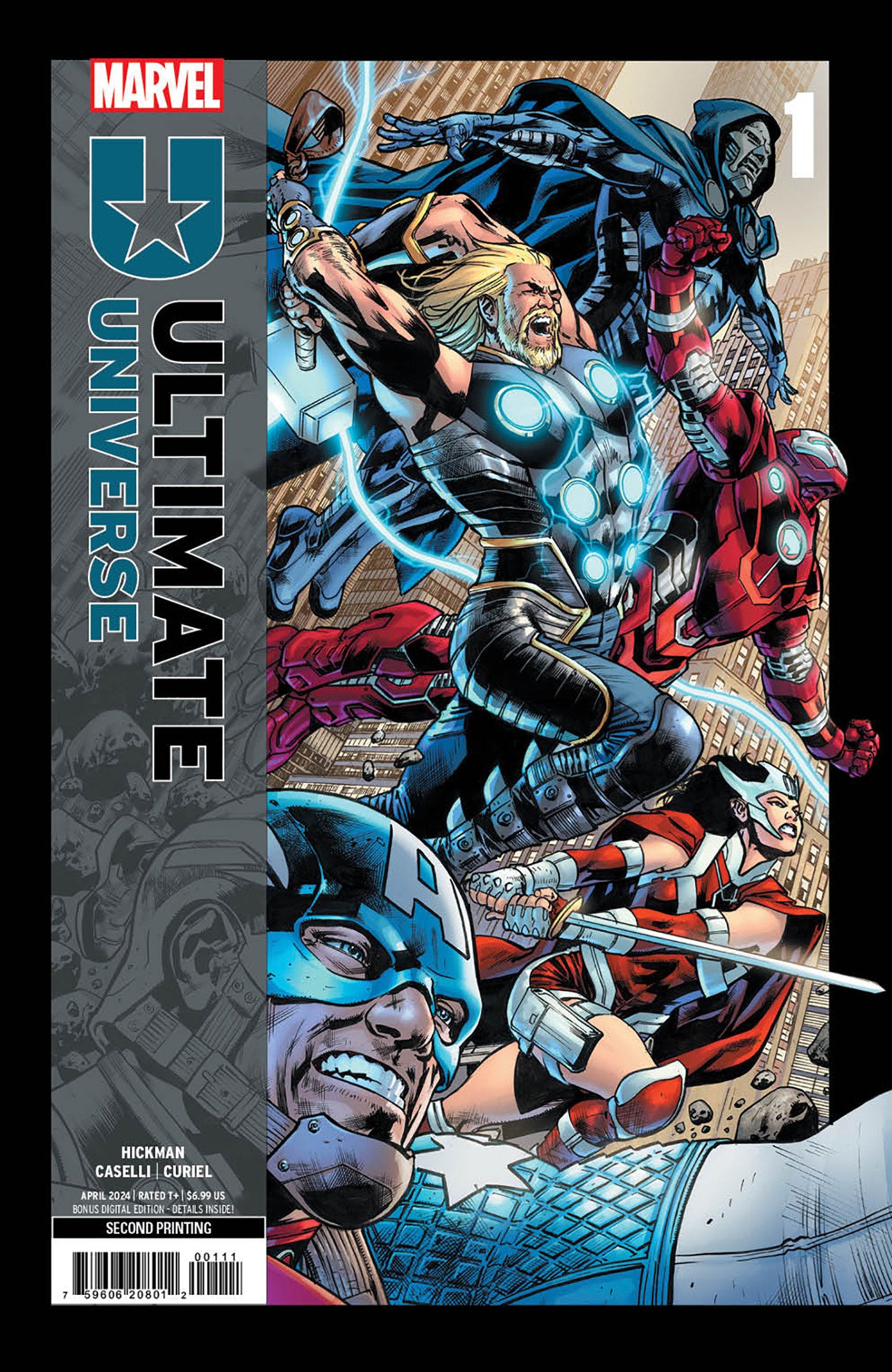  ULTIMATE UNIVERSE 2ND PRINTING #1 (2024)- CVR BRYAN HITCH 2ND PRINTING VAR, CVR 1:25 STEFANO CASELLI RATIO 2ND PRINTING VAR- MARVEL- Coinz Comics 