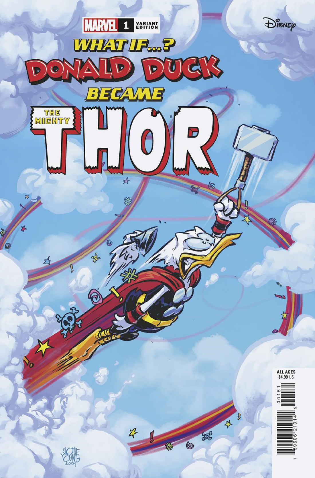 Coinz Comics, Marvel, Marvel & Disney: What If...? Donald Duck Became Thor #1 S. Young Var. Cvr (2024),  Cover