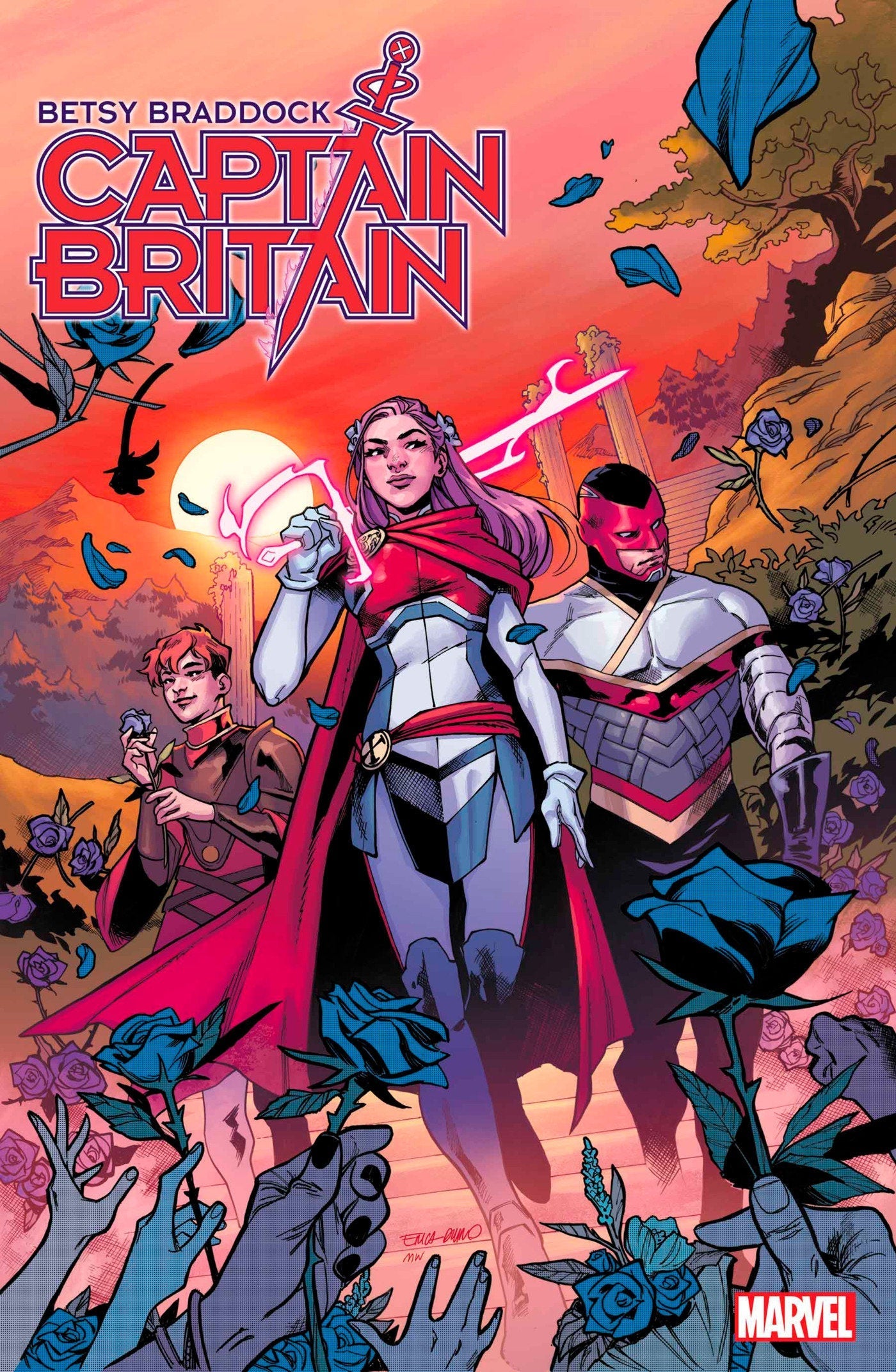  BETSY BRADDOCK: CAPTAIN BRITAIN #1 (2023)- CVR (MAIN) Vasco Giorgiev, CVR D&#039;URSO VAR, CVR MOMOKO VAR, CVR 1:25 SCHMIDT VAR- MARVEL- Coinz Comics 