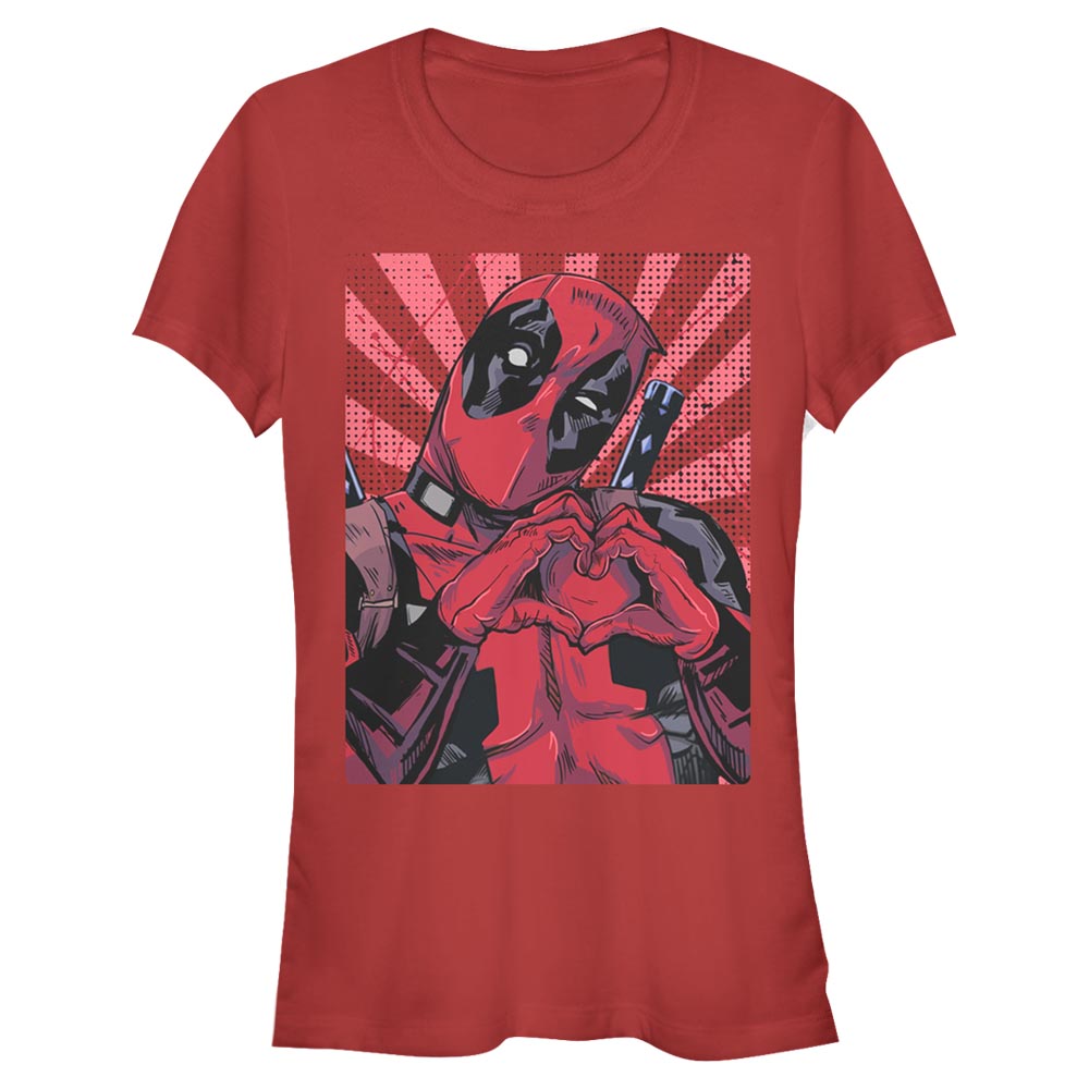  Junior's Marvel CloseHeart Pool T-Shirt- RED / L, RED / M, RED / S, RED / XL, RED / XXL- Marvel Apparel- Coinz Comics 