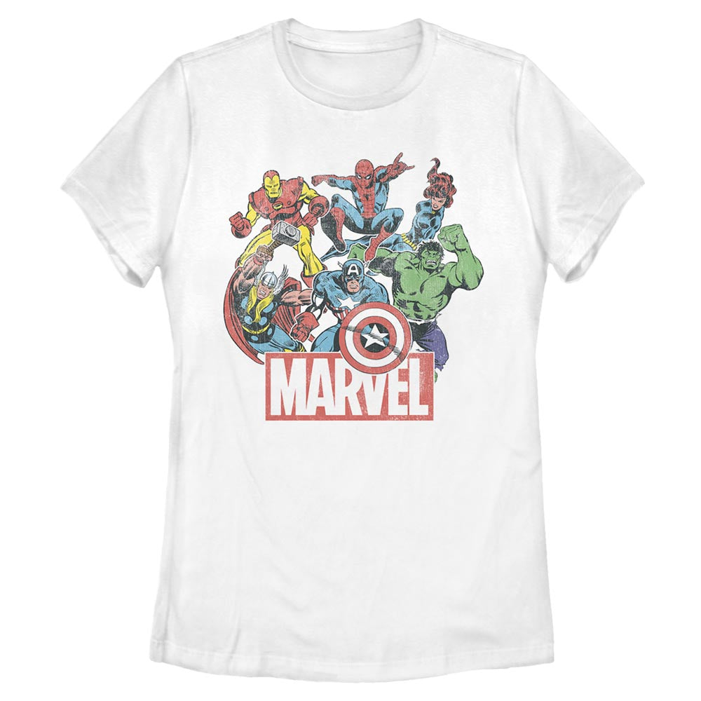  Women's Marvel Heroes of Today T-Shirt- WHITE / L, WHITE / M, WHITE / S, WHITE / XL, WHITE / XXL- Marvel- Coinz Comics 