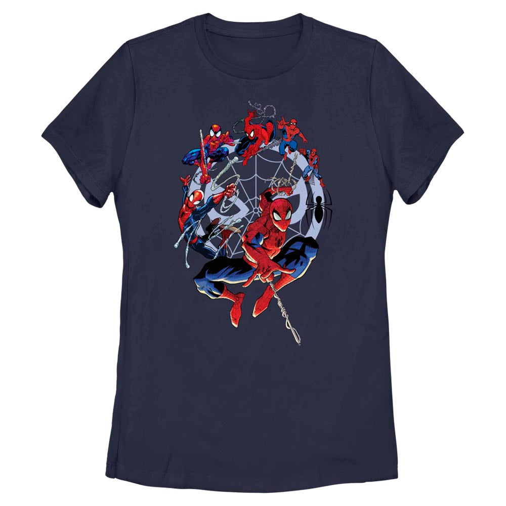  Women's Marvel Spider-Man Beyond Amazing SPIDEY CIRCLE EVOLUTION T-Shirt- NAVY / L, NAVY / M, NAVY / S, NAVY / XL, NAVY / XXL- Marvel Spider-Man Beyond Amazing- Coinz Comics 