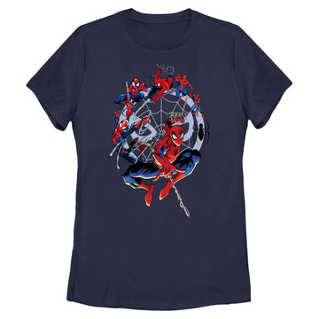  Women's Marvel Spider-Man Beyond Amazing SPIDEY CIRCLE EVOLUTION T-Shirt- NAVY / L, NAVY / M, NAVY / S, NAVY / XL, NAVY / XXL- Marvel Spider-Man Beyond Amazing- Coinz Comics 