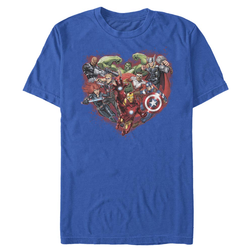  Men's Marvel Avenger Heart T-Shirt- ROYAL / L, ROYAL / M, ROYAL / S, ROYAL / XL, ROYAL / XS, ROYAL / XXL, ROYAL / 3XL- Marvel Apparel- Coinz Comics 