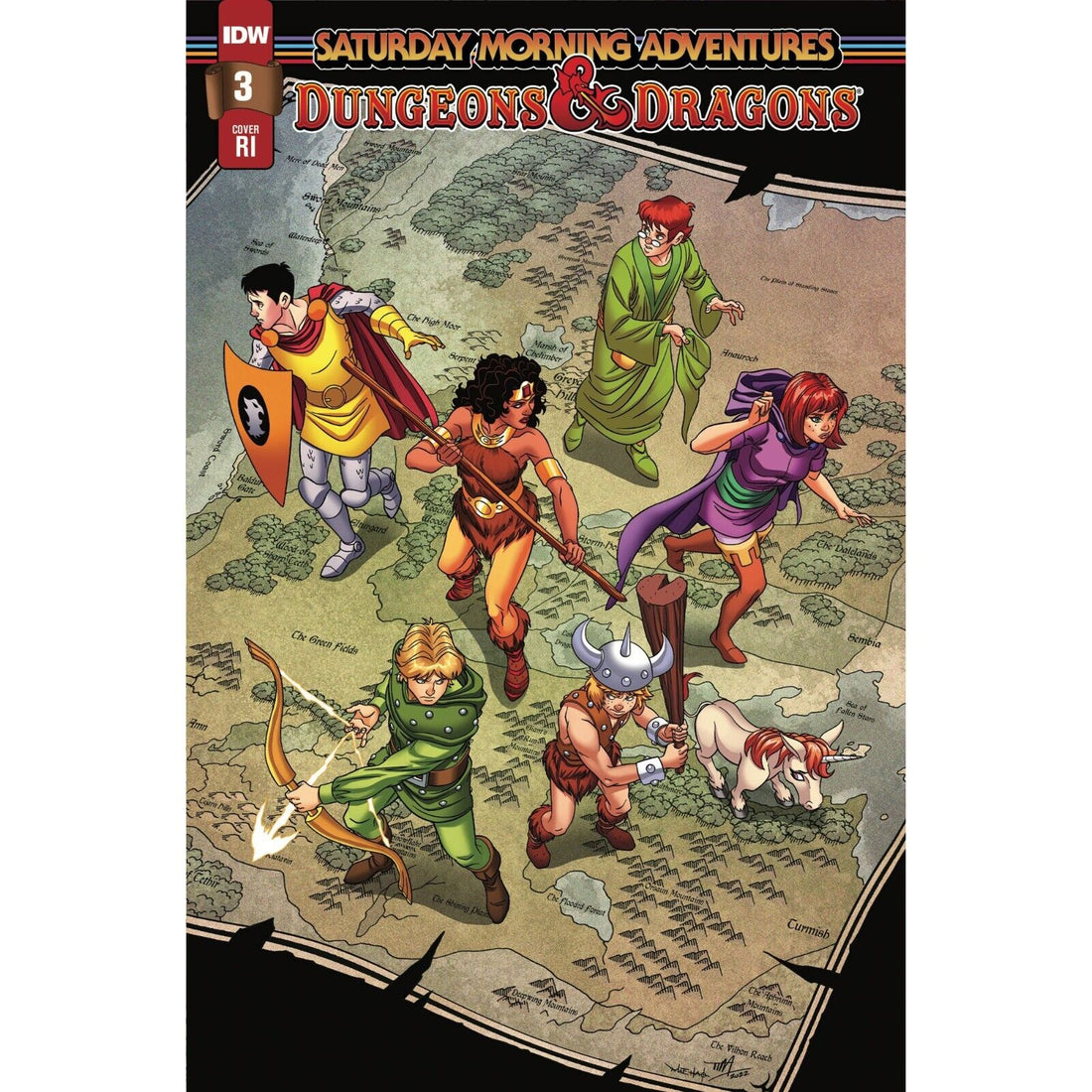  DUNGEONS & DRAGONS: SATURDAY MORNING ADVENTURES #3 (2023)- CVR (MAIN) George Kambadais, CVR VAR B (HICKEY), CVR 1:10 VAR RI (LEVINS)- IDW PUBLISHING- Coinz Comics 