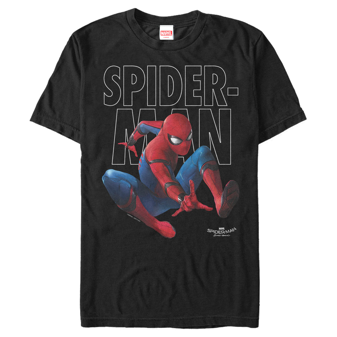  Men's Marvel Active Spiderman T-Shirt- BLACK / 3XL, BLACK / L, BLACK / M, BLACK / S, BLACK / XL, BLACK / XS, BLACK / XXL- Marvel Apparel- Coinz Comics 