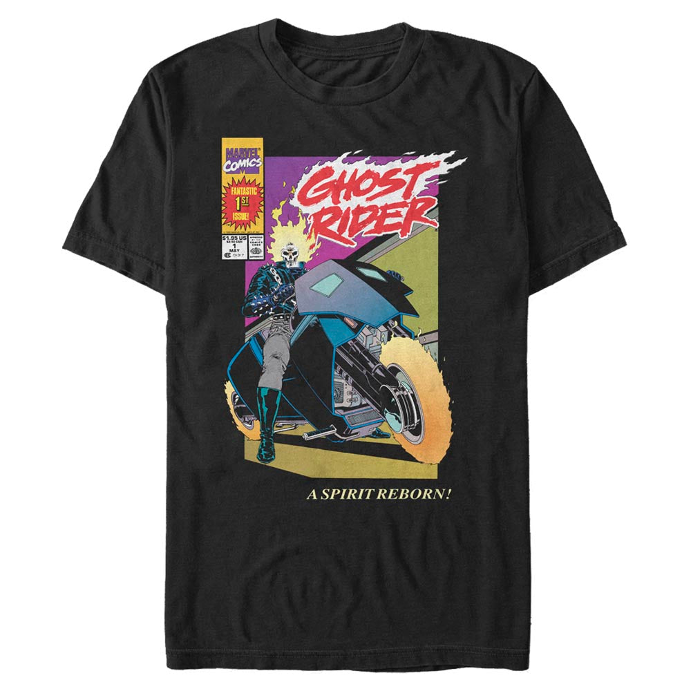  Men's Marvel Ghost Rider New T-Shirt- BLACK / 3XL, BLACK / L, BLACK / M, BLACK / S, BLACK / XL, BLACK / XS, BLACK / XXL- Marvel Apparel- Coinz Comics 
